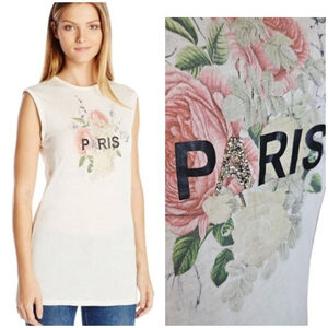 Buffalo David Britton XS Cream Paris Rhinestone Embellished Tank Top